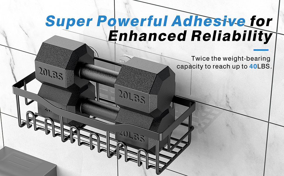 Shower Shelves,Powerful Adhesive for Enhance Reliability,weight-bearing capacity reach up to 40LBS.
