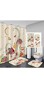 mushroom butterfly shower curtain sets