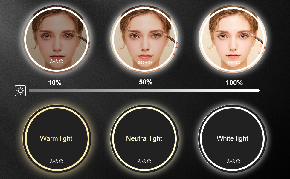 Adjustable brightness LED mirror