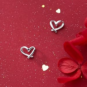 Open Heart Stud Earrings Love Shaped Earrings for Women