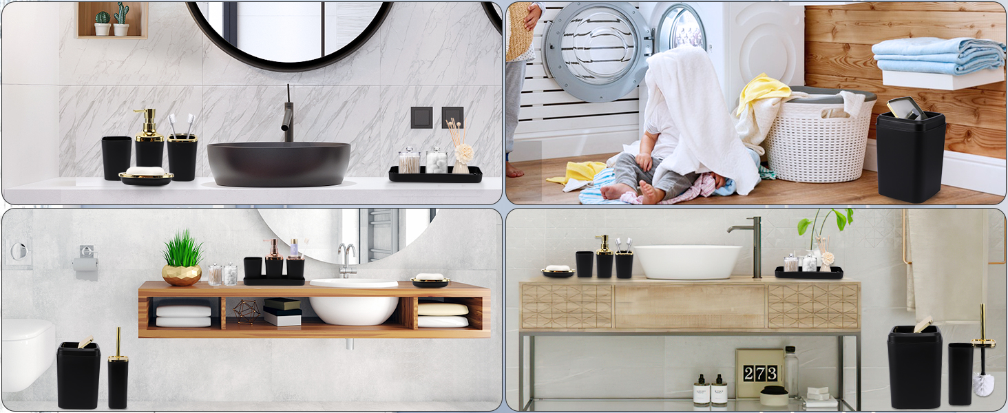 bathroom accessories set black