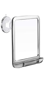 Chrome Fogless Shower Mirror with Razor Holder and Hot Water Basin