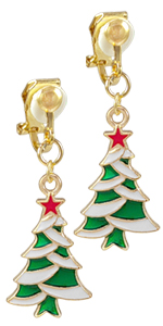 christmas clip on earrings tree women girl