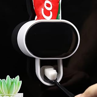 So Nice Toothpaste Dispenser【Dual Traffic Mode】 Wall Mount for Bathroom Automatic Toothpaste Squeezer, Black,Visualization of Toothpaste Flow Rate (Black)