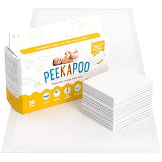Peekapoo - Disposable Changing Pad Liners (50 Pack) Super Soft, Ultra Absorbent & Waterproof - Covers Any Surface for Mess Free Baby Diaper Changes