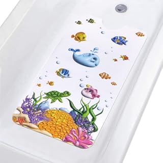 Bath Tub Mats 30"x16" Non Slip Bathtub Mat for Kids Baby Bath Mat for Tub Inside Shower Mats Cartoon Bathroom Mat for Kids Toddlers