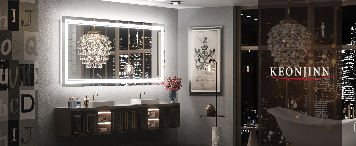 frontlit and backlit led bathroom mirror