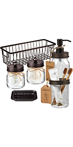 Premium Mason Jar Bathroom Accessories Set (6PCS)