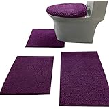 Madeals Bath Rug Set 4 Piece with Toilet Lid Cover and Rug Set Combo, Soft Shaggy Bath Rug Set 3 Piece and U-Shaped Toilet Fl