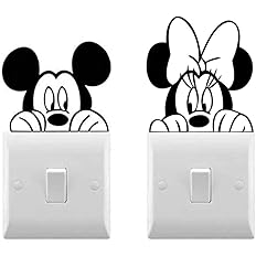Light Switch Cool Decals | Baby room Stickers (9 x 3.5, Mickey & Minnie)