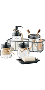 Premium Mason Jar Bathroom Accessories Set (6PCS)
