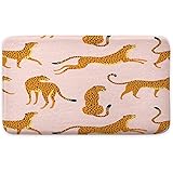 KXO Boho Leopard Bath Mat, Pink Vintage Tropical Abstract Animal Bath Rug, Non Slip Bathroom Rug, Bathroom Decor 31"x20"