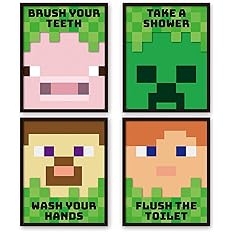 OHOFUN Quote pixel style design Art painting,Bathroom theme Wall Art Poster For Boys Bathroom Wall Decor,Gift for Boys, Son,G