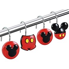 CTOHN 12 Pieces Mouse Shower Curtain Hooks Rings, Mouse Theme Decorative Shower Hooks for Shower Curtain, Stainless Steel Dec