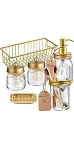 Premium Mason Jar Bathroom Accessories Set (6PCS)