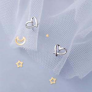 heart stud earrings for women sterling silver heart earrings love shaped earrings
