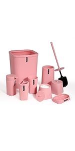 pink bathroom accessories set