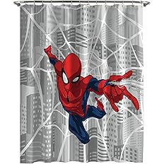 Jay Franco Marvel Spiderman City Web Shower Curtain & Easy Care Fabric Kids Bath Curtain (Official Marvel Product)