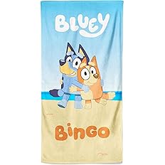 Bluey Bingo Beach Towel Cotton Kids Swim Bath Towels for Children Tv Show Gift for Boys Girls 70 x 140 cm