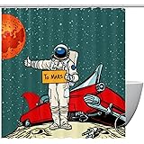 KXO Cartoon Astronaut Shower Curtain Waterproof Washable Bath Curtains Polyester Bathroom Curtain Set with Hooks 72"x72"