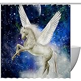 KXO Beautiful Pegasus Shower Curtain Waterproof Washable Bath Curtains Polyester Bathroom Curtain Set with Hooks 72"x72"