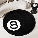 8 Ball Rug Black Round Area Rug Non Slip Flocking Floor 8 Ball Carpet Bath Mat Bedroom Decor Cool Rugs Doormat for Living Din
