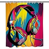 LAlifeasy Gaming Headset Pattern Shower Curtain Degage Graffiti Boysish RGB Minimalism Theme Kids Bathroom Decor Sets with Ho