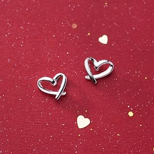 Open Heart Stud Earrings Love Shaped Earrings for Women