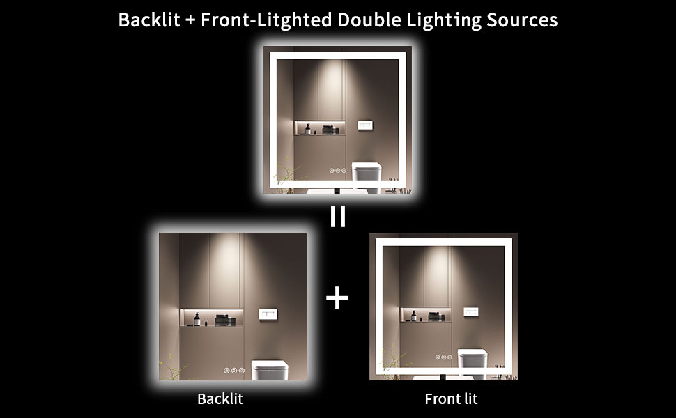 Backlit and front lit led bathroom mirror