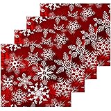 SUABO Soft Cotton Bath Washcloths,White Snowflakes Red Christmas Fingertip Towel Face Cloths Absorbent Wash Cloths Quick Dryi