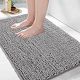 Yimobra Chenille Bathroom Rug, Extra Soft Shaggy Bath Rugs, Non-Slip Bathroom Floor Mat, Water Absorbent, Thick Durable, Mach
