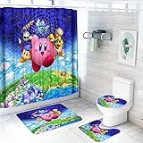 4Pcs Shower Curtain Sets with Rugs,Toilet Lid Cover, Shower Curtain with 12 Hooks, for Bathroom Decor,71 x 71 inches
