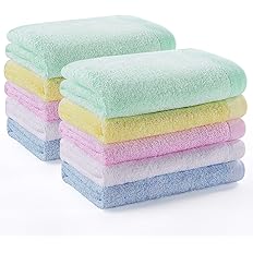 Yoofoss Washcloths Bamboo Face Towel Hand Cloth Set 10-Pack for Bathroom-Hotel-Spa-Kitchen Multi-Purpose, Ultra Soft, Absorbe