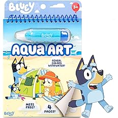Horizon Group USA Bluey Aqua Art - Reusable Water Reveal Activity Pages With Water Pen for No-Mess Drawing and Coloring