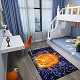 ASLIKEA Basketball Mat - Basketball Rugs for Boys Bedroom - Sports Rug for Boys Room Ice Fire Basketball Pattern Carpet Rugs
