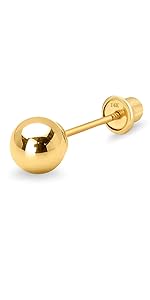14k Yellow Gold Ball Screwback
