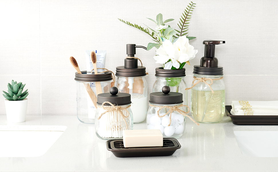 mason jar bathroom accessories set