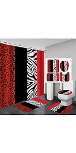 red black shower curtain sets