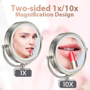 lighted makeup mirror with magnification