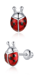 Ladybug Screw Back Girls Earrings