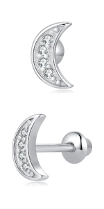 Moon Screw Back Earrings
