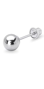925 Sterling Silver Ball Earring Screwback