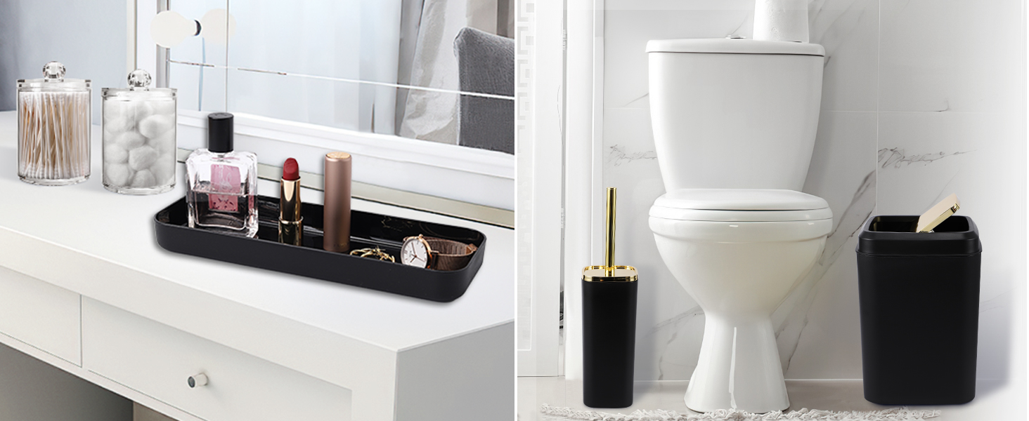 bathroom accessories set with trash can