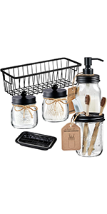 Premium Mason Jar Bathroom Accessories Set (6PCS)